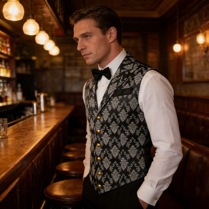 Men'S Formal Wear Waistcoat - Gilet ajusté style rétro britannique, gilet