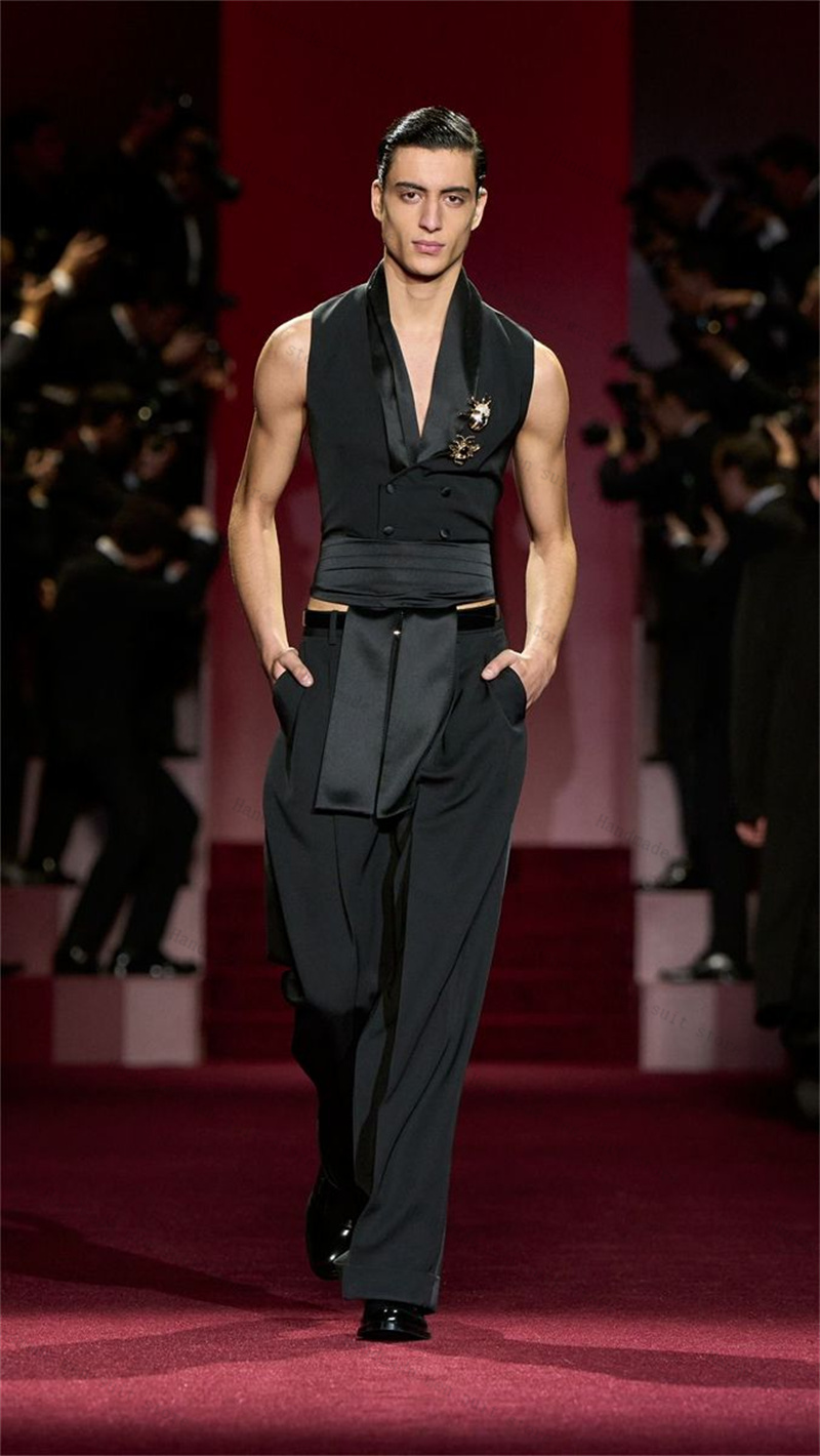 Men'S Formal Wear Waistcoat - Costumes noirs pour hommes, gilet 2