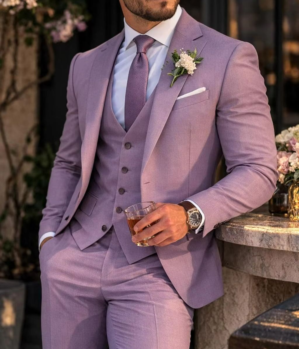 Costume 3 Pièces Homme Lavande - Men'S Formal Wear Waistcoat avis et prix