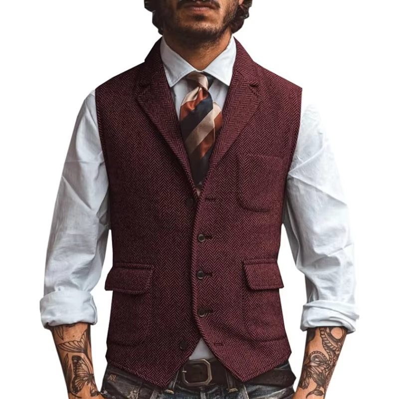 Gilet Rétro en Tweed pour Homm - Men'S Formal Wear Waistcoat avis et prix