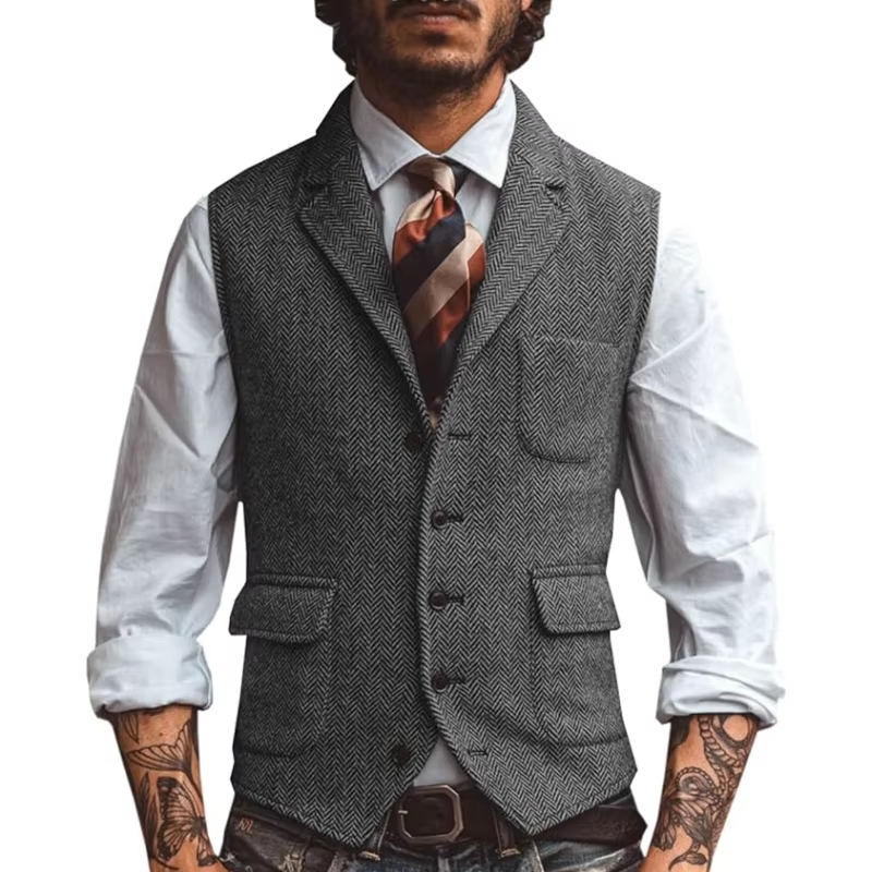 Gilet Rétro en Tweed pour Homm - Men'S Formal Wear Waistcoat avis et prix