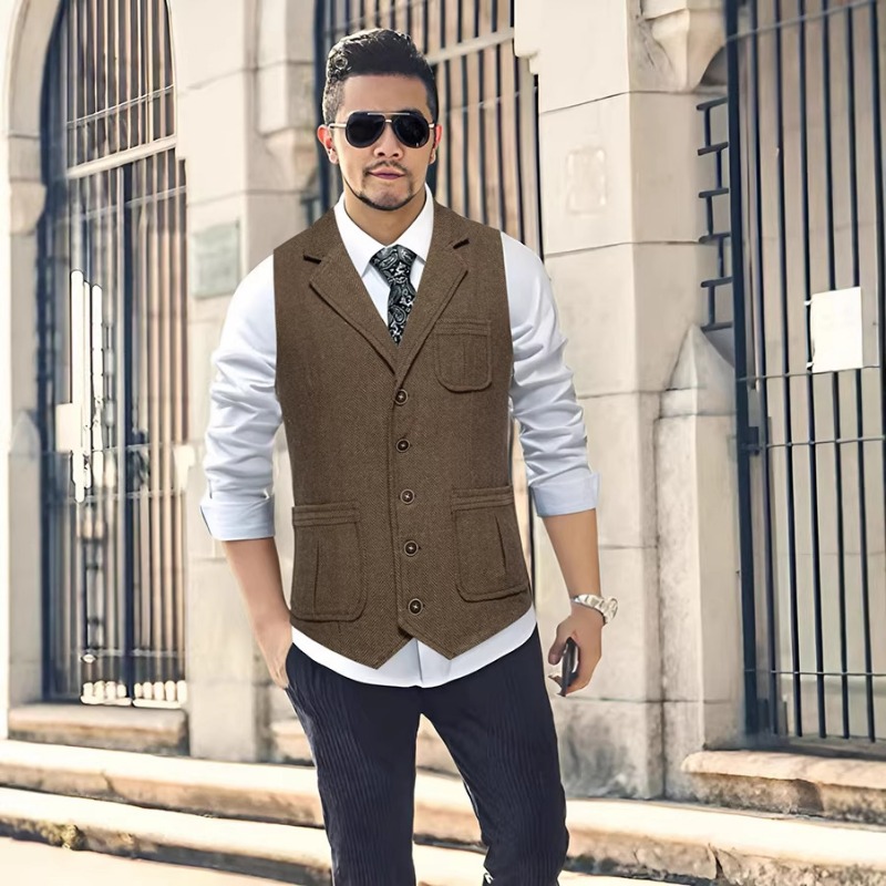 Gilet de costume en tweed à ch - Men'S Formal Wear Waistcoat avis et prix